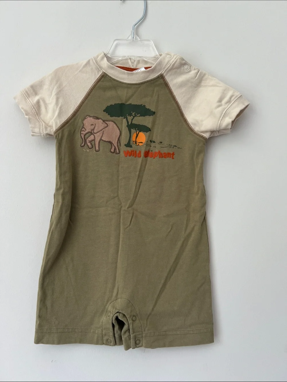 Gymboree Olive and Cream Baby Top with Rust Trim